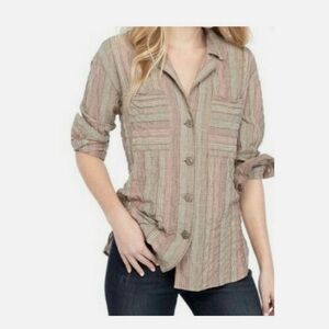 Free people high tide boho woven linen button down oversized top xs